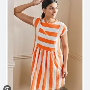 NWT Boden Jersey Dress Orange and White Stripe Size 10